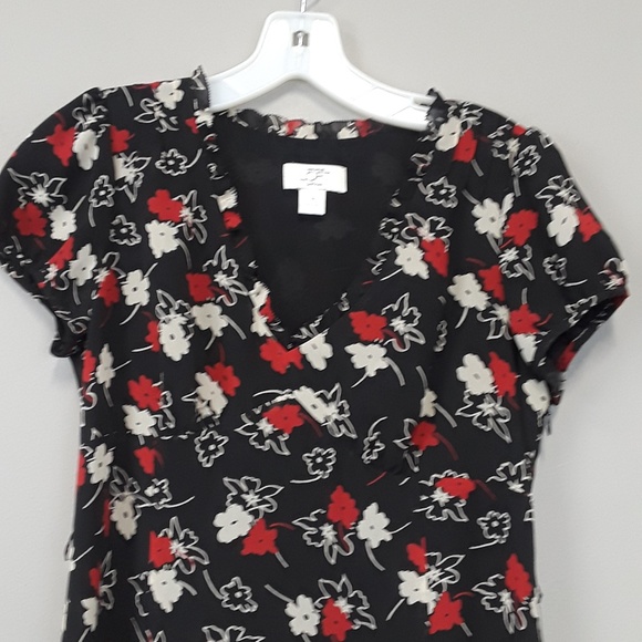 LOFT floral ruffled petite  dress  size 4P - Picture 4 of 6